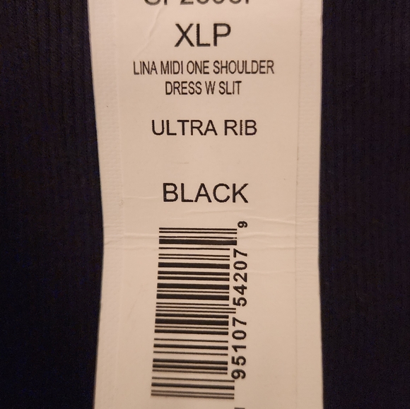 Michael Stars Women’s Black Lina Midi One Shoulder Dress With Slit Sz XLP - Picture 7 of 7